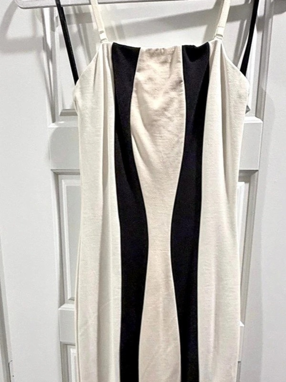 Like New - Bebe Color Block Maxi Dress in White, Beige & Black — Size XS